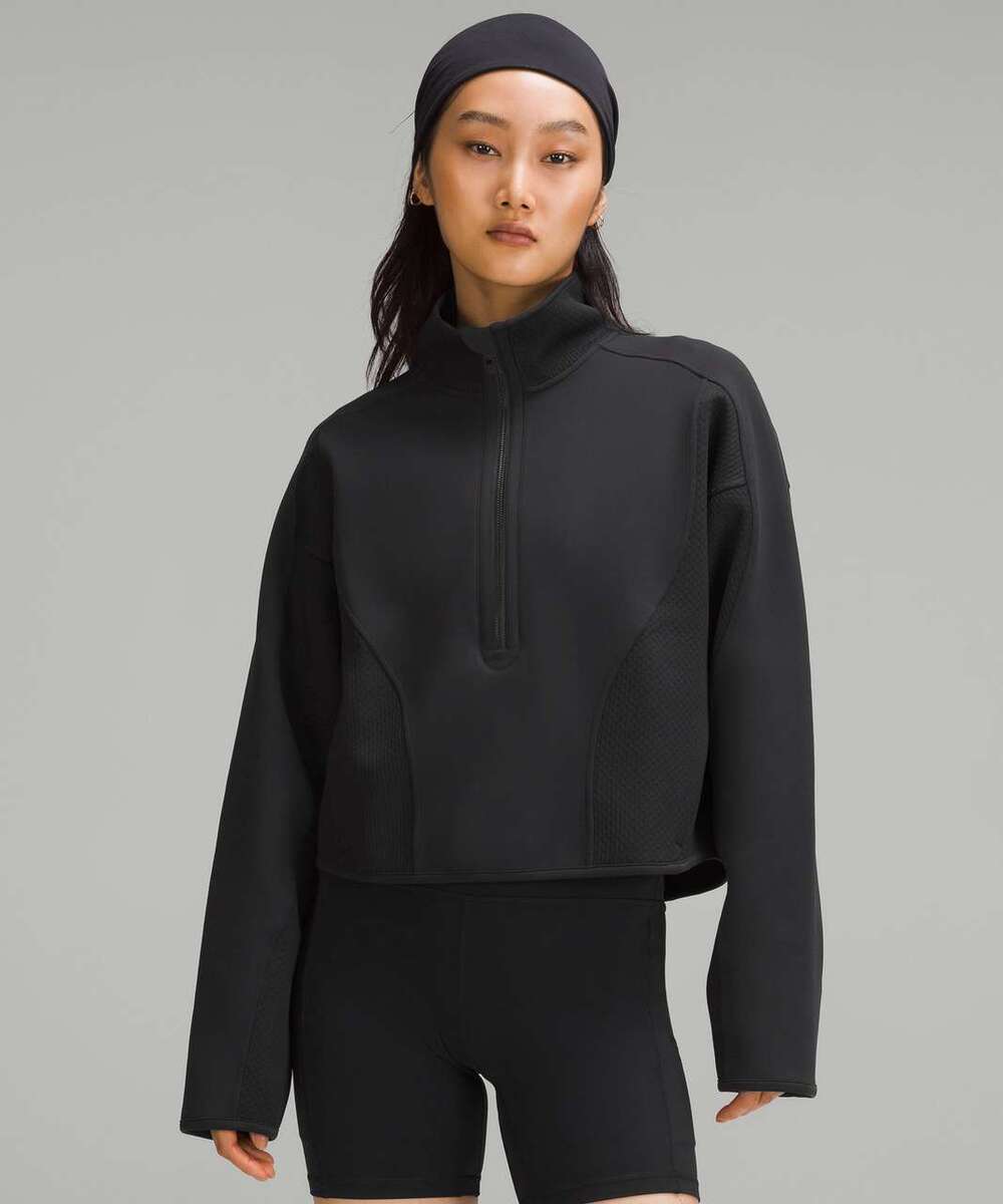 Lululemon Athletica Mixed Fabric Pullover Sweatshirt Black Womens Size Medium